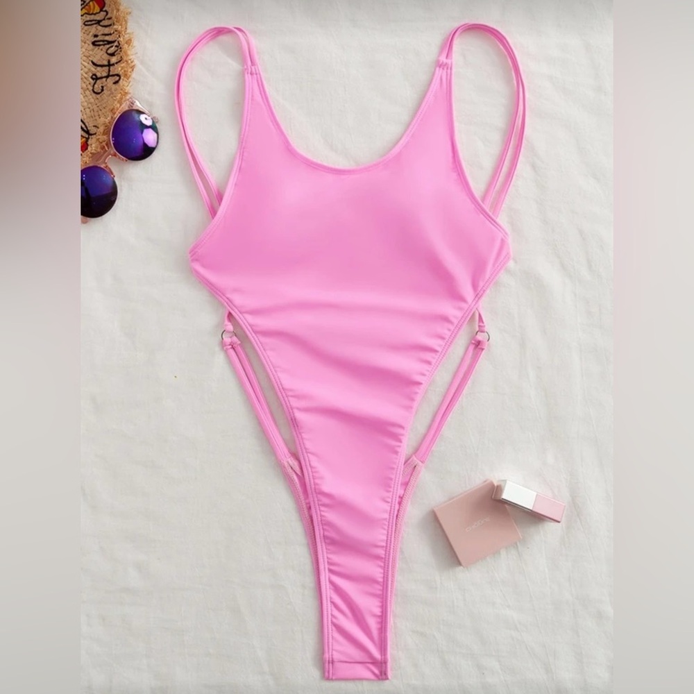 SHEIN Pink Women's One Piece Swimsuit